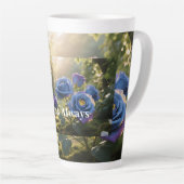 Blue Rose Elegance Custom Romantic Floral カフェラテマグ (右アングル)