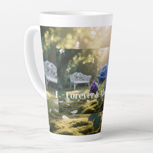 Blue Rose Elegance Custom Romantic Floral カフェラテマグ (左アングル)