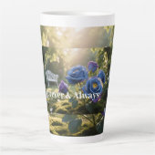 Blue Rose Elegance Custom Romantic Floral カフェラテマグ (正面)