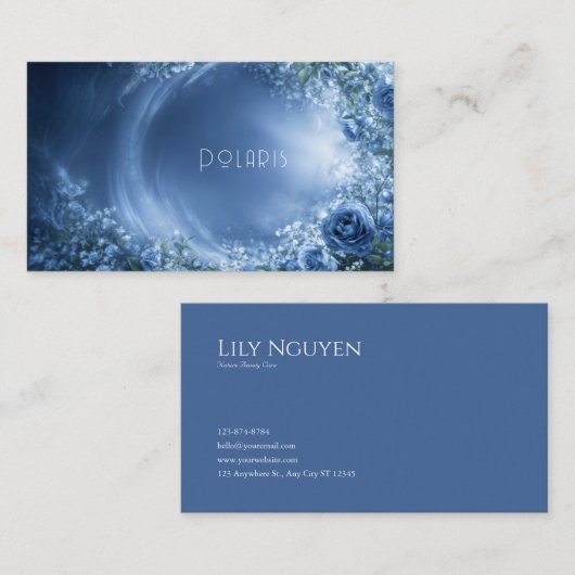 Blue Rose Floral and Luminous Cosmic Night 名刺 (正面/裏面)