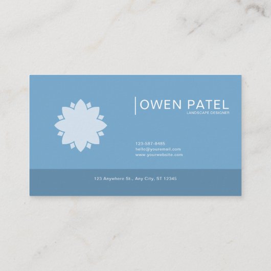 Blue Rose Floral and Misty Mountain Waterfall 名刺 (裏面)