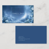 Blue Rose Floral and Snowy Mountain Night Frame 名刺 (正面/裏面)