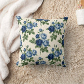 Blue Rose Floral Pattern クッション (ブランケット)