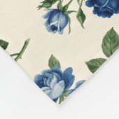 Blue Rose Floral Pattern フリースブランケット (角)