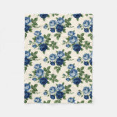 Blue Rose Floral Pattern フリースブランケット (正面)
