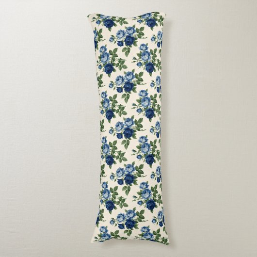 Blue Rose Floral Pattern ボディピロー (正面縦)