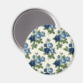Blue Rose Floral Pattern マグネット (正面/裏面)
