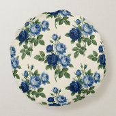 Blue Rose Floral Pattern ラウンドクッション (裏面)