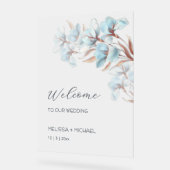 Blue  Rose Gold Layered Flowers Transparent アクリルサイン (傾斜)