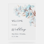 Blue  Rose Gold Layered Flowers Transparent アクリルサイン (正面)