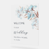 Blue  Rose Gold Layered Flowers Transparent アクリルサイン (傾斜)