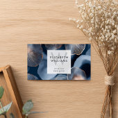 Blue Rose Gold Monogram Modern Business Card