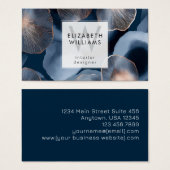 Blue Rose Gold Monogram Modern Business Card (正面&裏面)