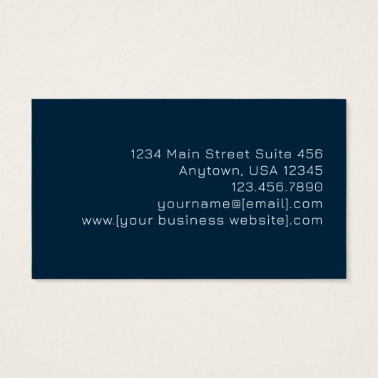Blue Rose Gold Monogram Modern Business Card (裏面)