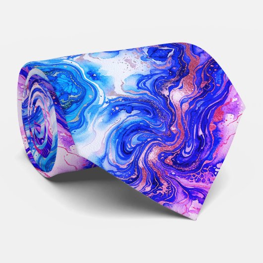 Blue Rose Marble Luxury Abstract Fluid Art Pattern ネクタイ (ロール)