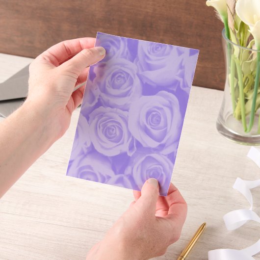 Blue Rose Pattern Vellum Paper Overlay for Wedding ベラム紙招待状 (ポータブル)