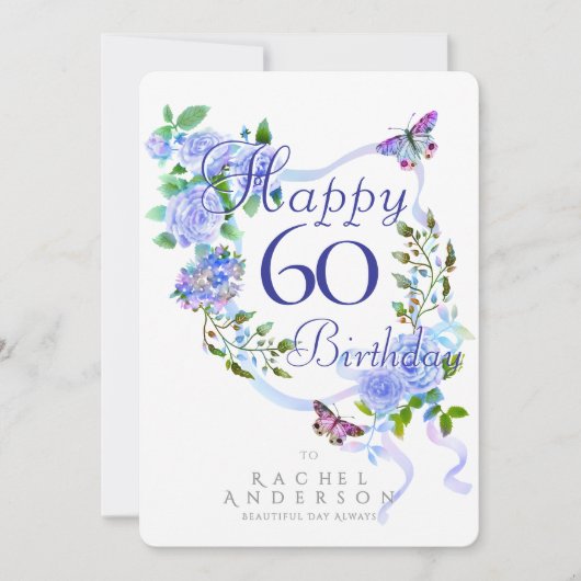 Blue Rose Ribbon 60th Birthday シーズンカード (正面)