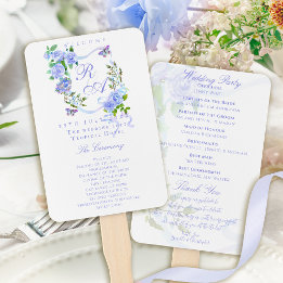 Blue Rose Ribbon Monogram Wedding ハンドファン