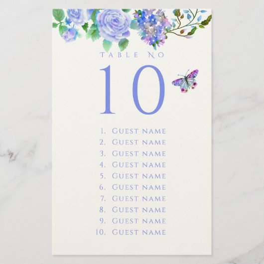 Blue Rose Ribbon Monogram Wedding Guest List 便箋 (正面)