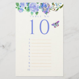 Blue Rose Ribbon Monogram Wedding Guest List Stati 便箋
