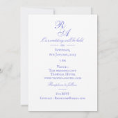 Blue Rose Ribbon Monogram Wedding Invitation 招待状 (裏面)