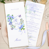 Blue Rose Ribbon Monogram Wedding Menu メニュー