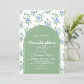 Blue Rose Sage Green Arch Graduation Invite 招待状 (スタンド正面)