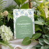 Blue Rose Sage Green Arch Graduation Invite 招待状