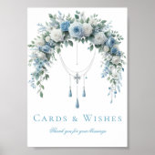 Blue Rose & Silver Cross Baptism Cards & Wishes  ポスター (正面)