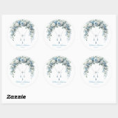 Blue Rose & Silver Cross Baptism Favor Sticker ラウンドシール (シート)