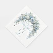 Blue Rose & Silver Cross Baptism Napkins スタンダードランチョンナプキン (角)