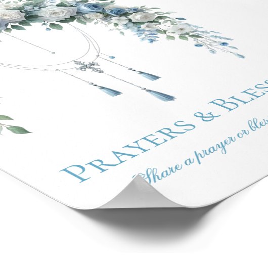 Blue Rose & Silver Cross Baptism Prayers ポスター (角)