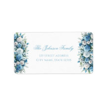 Blue Rose & Silver Cross Baptism Return Address 