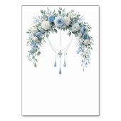 Blue Rose & Silver Cross Baptism Table Number テーブルナンバー (裏面)
