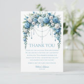 Blue Rose & Silver Cross Baptism Thank You Card サンキューカード (スタンド正面)