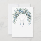 Blue Rose & Silver Cross Baptism Thank You Card サンキューカード (裏面)
