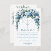 Blue Rose & Silver Cross Baptism Thank You Card サンキューカード (正面/裏面)