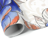 Blue Rose Watercolor Pattern Wrapping Paper ラッピングペーパー (ロールコーナー)