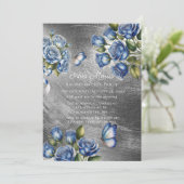 Blue Roses Butterfly Silver Bachelorette Party 招待状 (スタンド正面)