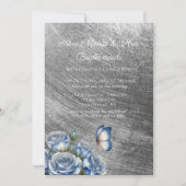 Blue Roses Butterfly Silver Bridesmaids Luncheon 招待状 (正面)