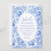Blue Roses Chic Digital Sweet 16 Invitation 招待状 (正面)