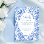Blue Roses Chic Digital Sweet 16 Invitation 招待状