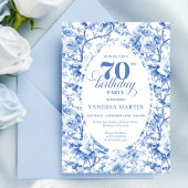 Blue Roses Classic 70th Birthday Invitation 招待状