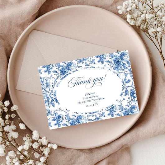 Blue Roses Classic Wedding Thank You Card サンキューカード