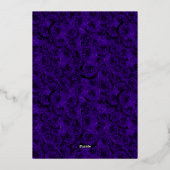 Blue Roses Elegant Gold Floral Quinceanera   箔招待状 (裏面)