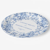 Blue Roses Elegant Wedding Paper Plates ペーパープレート (アングル)