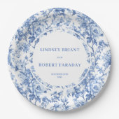 Blue Roses Elegant Wedding Paper Plates ペーパープレート (正面)
