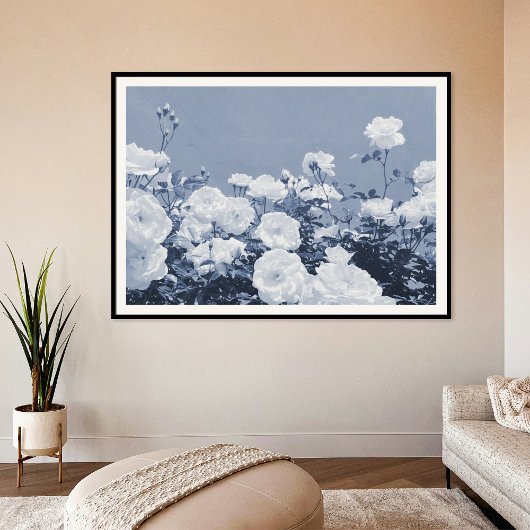 Blue Roses Floral Garden Photo Art Print Poster ポスター