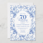 Blue Roses Luxe 70th Birthday Invitation 招待状 (正面)