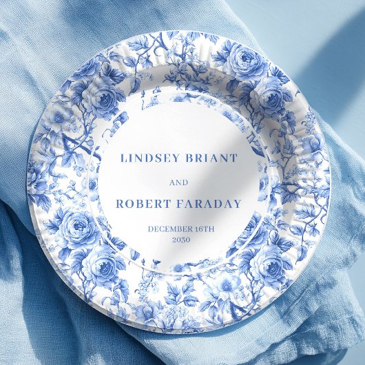 Blue Roses Luxe Wedding Paper Plates ペーパープレート